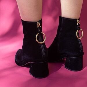 Reike Nen Ankle Velvet Black Heeled Boots for Women